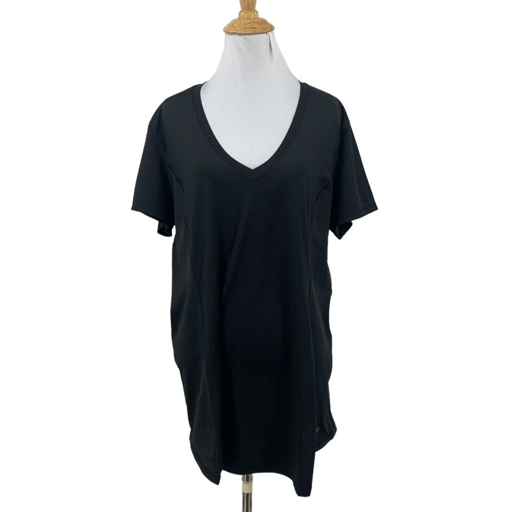 Copper Fit Thermal Shirt Womens XXL Black V Neck Live Limitless Short Sleeve